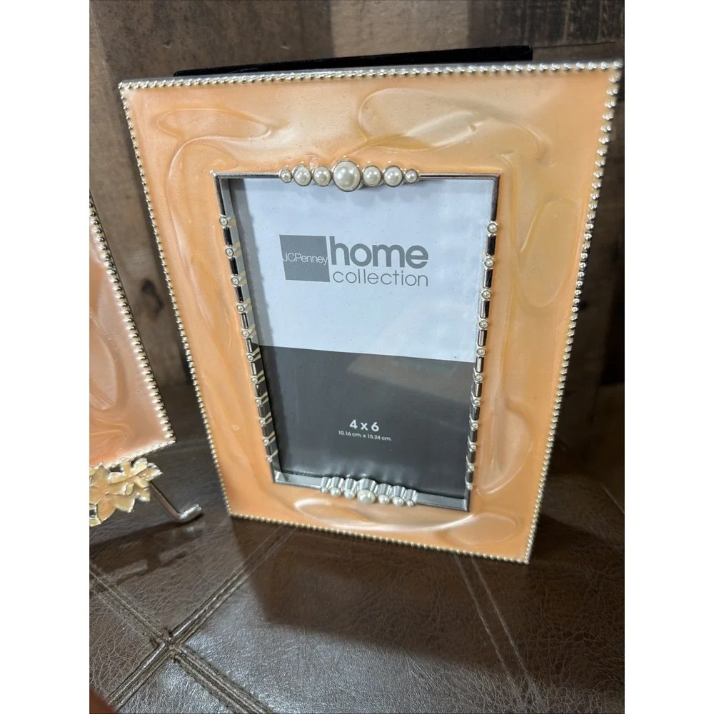 JCPenney Home Collection 4 Piece Epoxy Photo Album & Frame Set Light Orange New